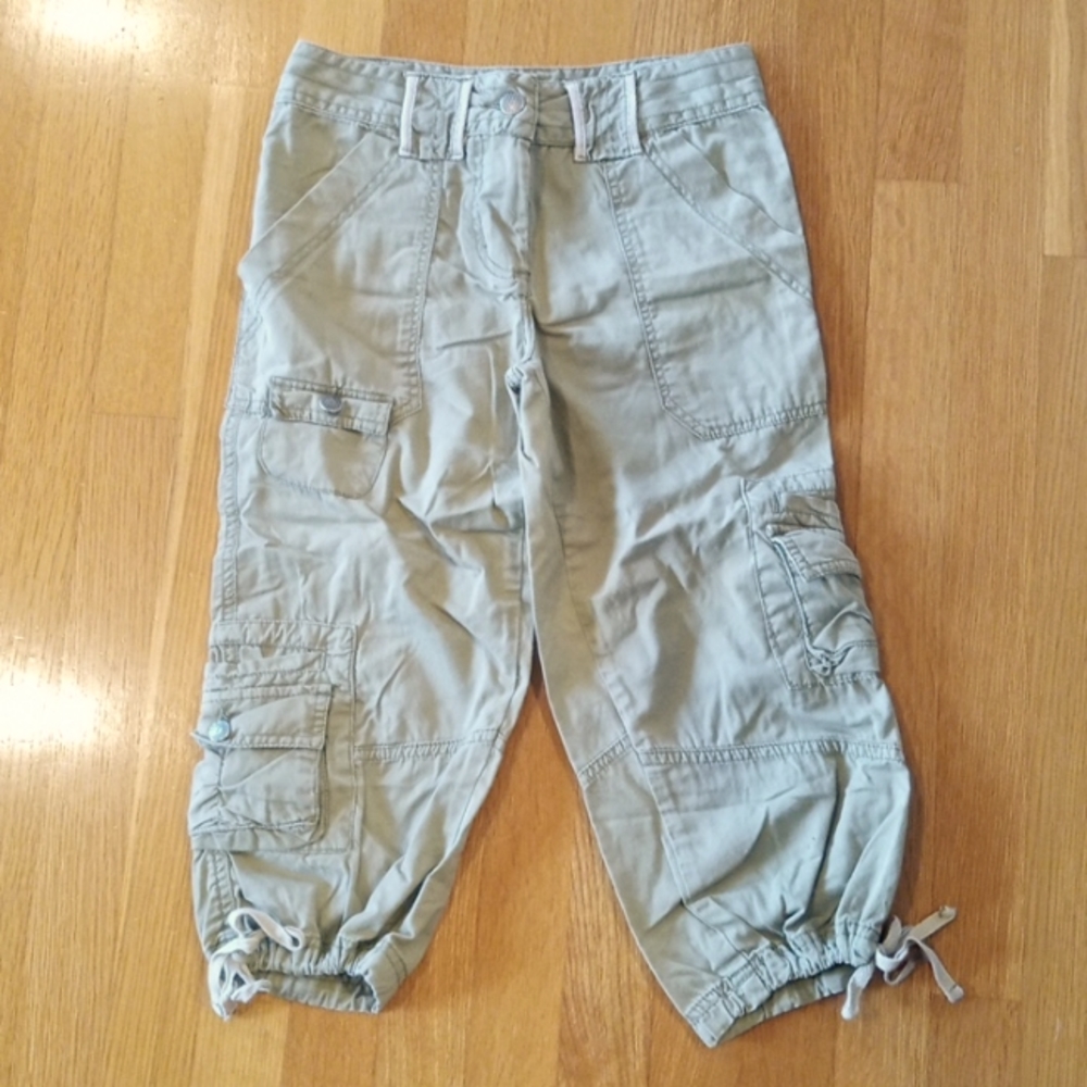 Y2K Olive Green Baggy Cargo Girls Capris 10